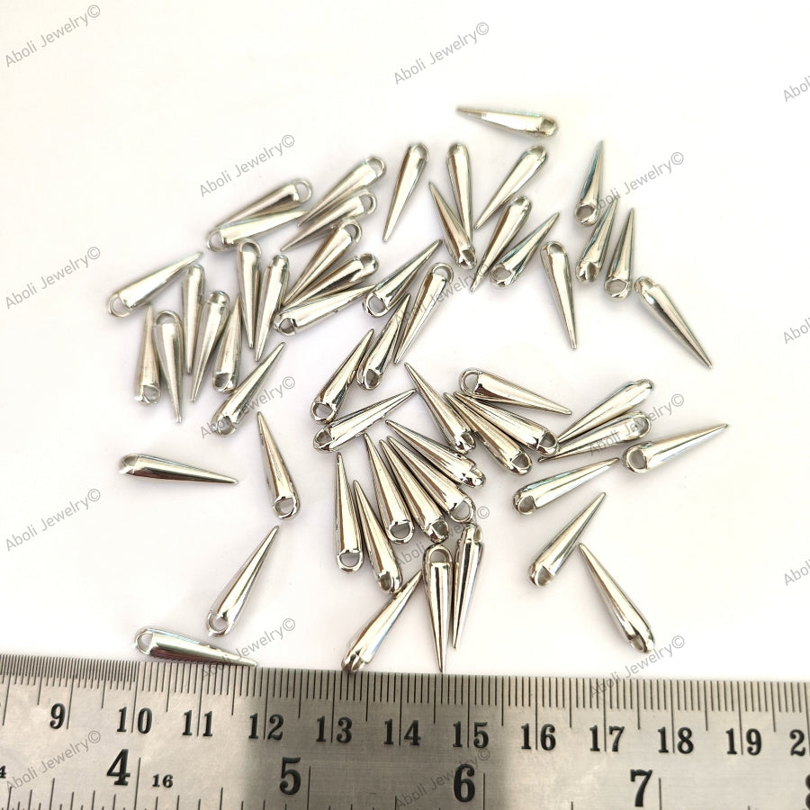 Silver Drop Acrylic Dangle Beads Latkan 20 x 5 mm light weight spike craft beads ASDB20 10 gm