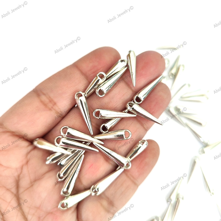 Silver Drop Acrylic Dangle Beads Latkan 20 x 5 mm light weight spike craft beads ASDB20 10 gm