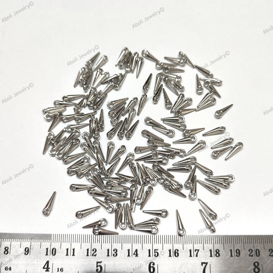 Silver Drop Acrylic Dangle Beads Latkan 13 x 3 mm light weight spike craft beads ASDB13 10 gm