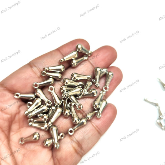 Silver Drop Acrylic Dangle Beads Latkan 13 x 4 mm light weight spike craft beads ASDB14 10 gm