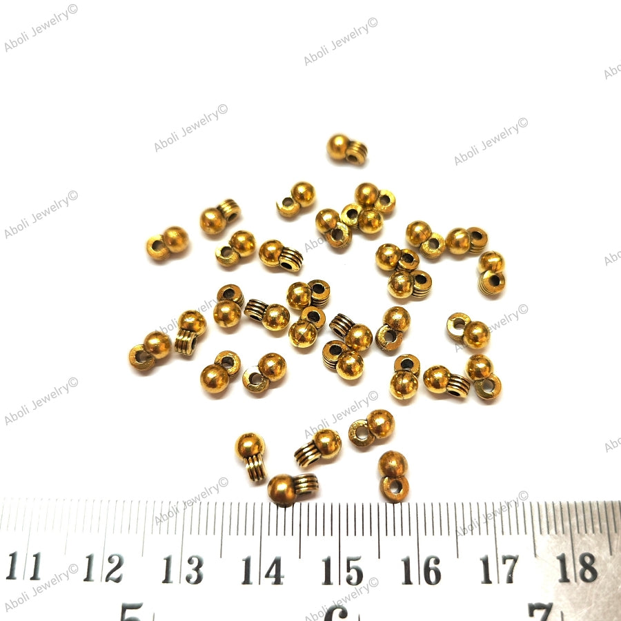 Golden ball drop charms latkan jhumki 7 x 4 mm metal dangles GSDB01 10 gm