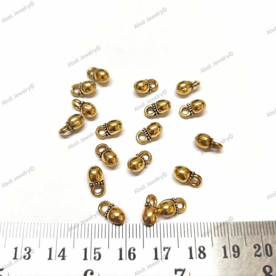 Golden ball dangle charms beads latkan jhumki metal dangles 10 x 5 mm pendant beads GSDB02 10 gm