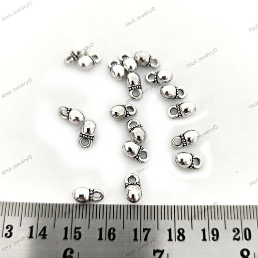 German silver ball dangle beads metal dangles jhumki 9 x 5 mm  pendant charms latkan metal beads GSDB15 10 gm