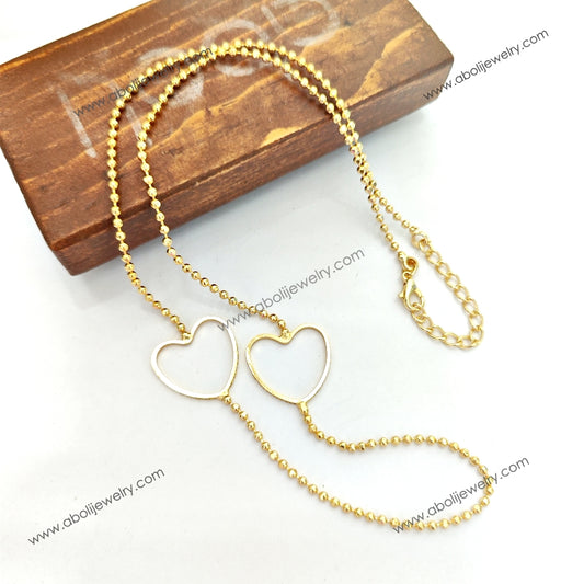 Golden hearts ball chain Tarnish resistant Finished designer golden ballchain necklace chain FNCH13
