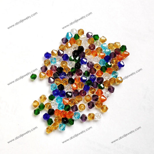 4 mm bicone beads mixed colours crystal beads 1 gross 1FGBBG144