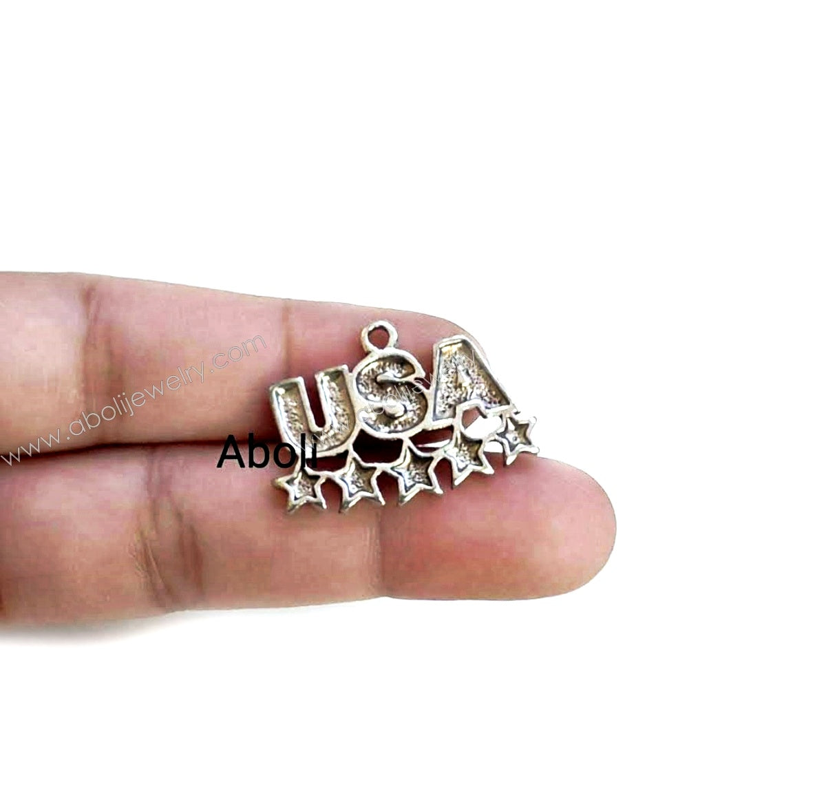 Silver resin bezel USA letter bezel Charm CHMS37