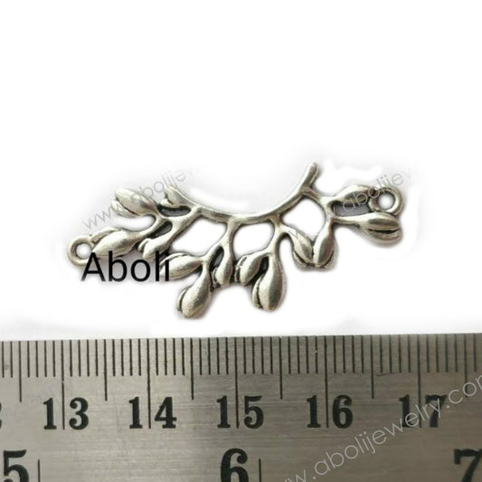 Silver flower bud charm connector CHMS39