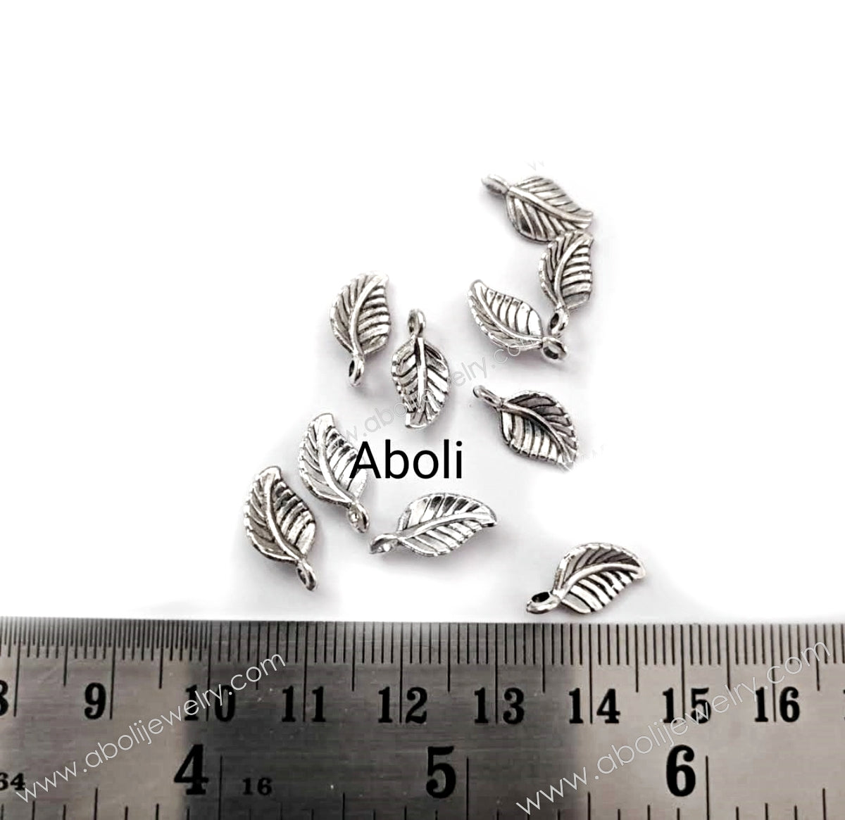 Silver leaves Charms silver leaf charm CHMS46 10 charms