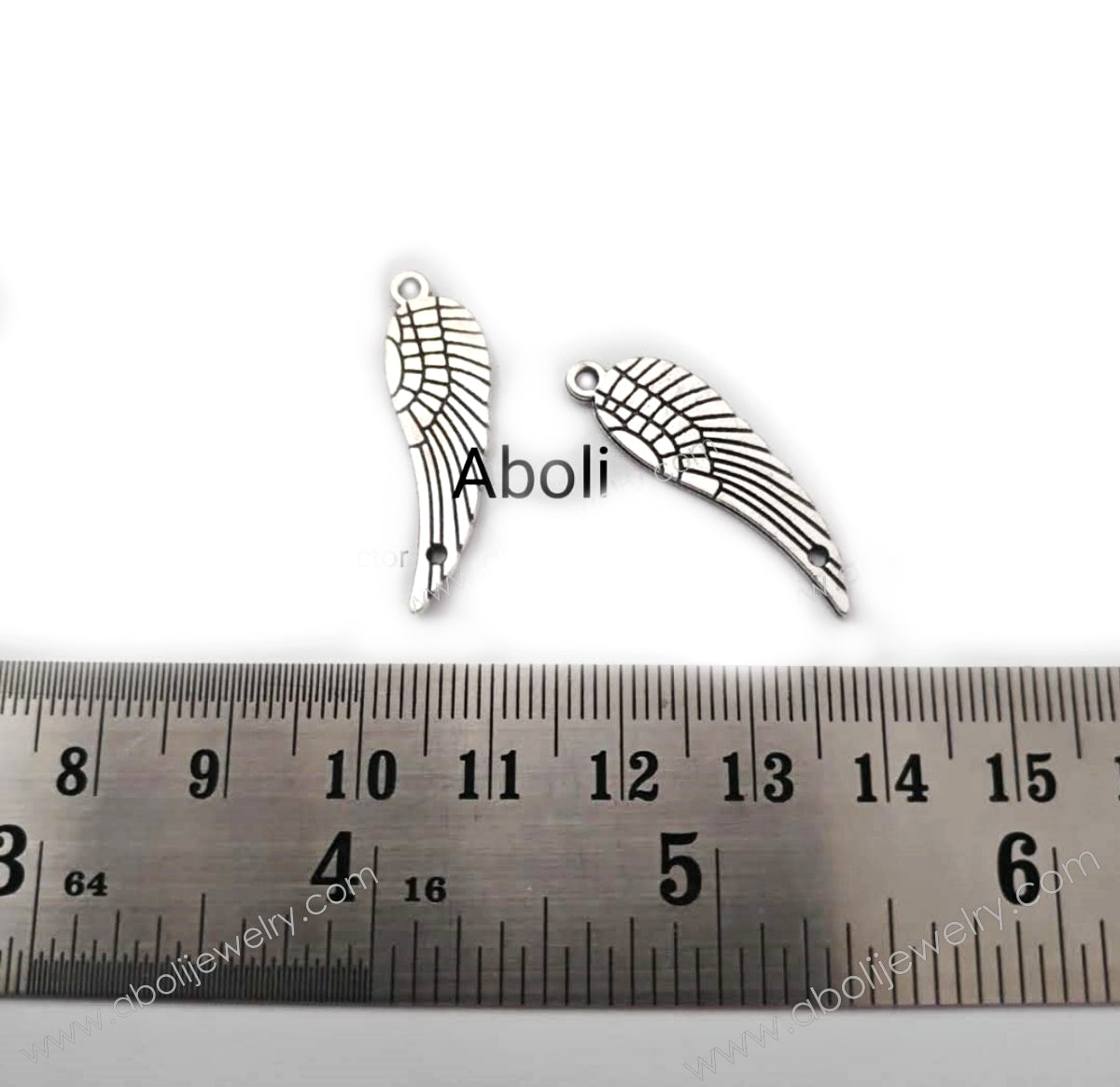 Silver angel wing Charm wings double sided CHMS50 1 charm