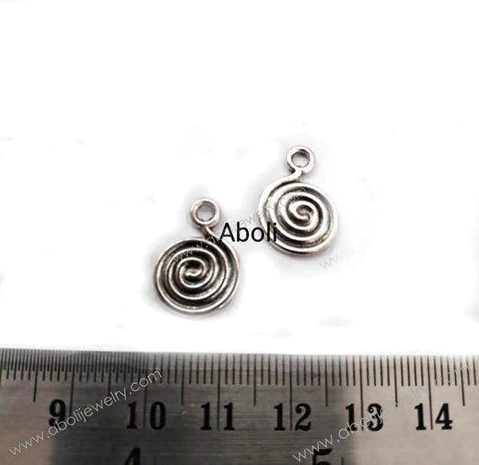 Silver spiral charm double sided CHMS52 2 charms