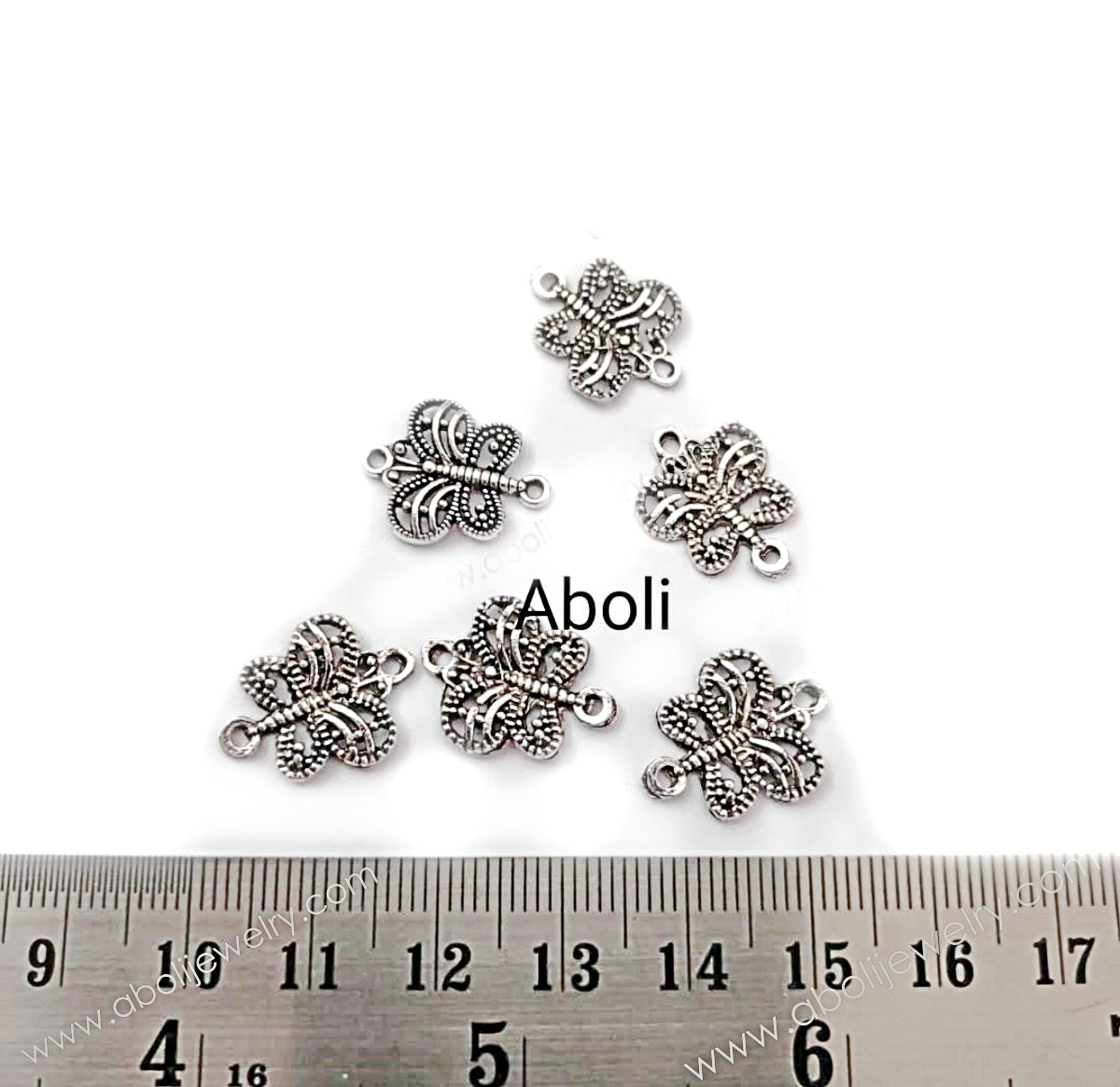 Silver butterfly charm connector butterflies CHMS53 5 charms