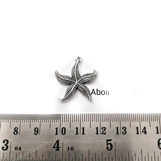 Silver starfish charm sea animals ocean theme charm CHMS60 1 charm