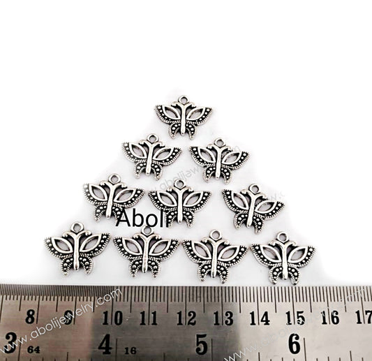 Silver butterfly charm butterflies CHMS61 5 charms