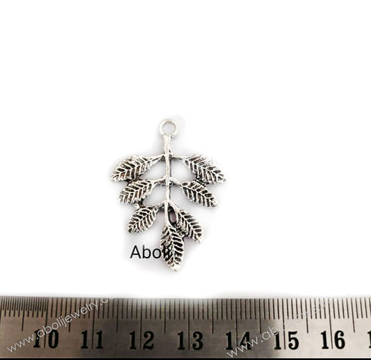 Silver leaf charm silver branch leaves CHMS75 1 charm