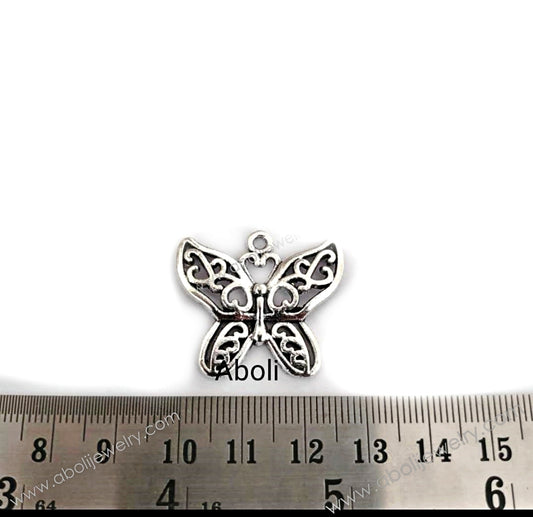 Silver butterfly charm butterflies CHMS76 1 charm