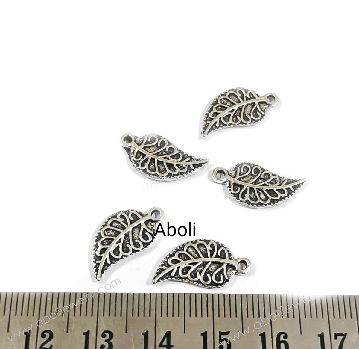 Silver leaves Charm CHMS85 5 charms