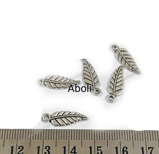 Silver leaf charm silver leaves charm CHMS86 5 charms