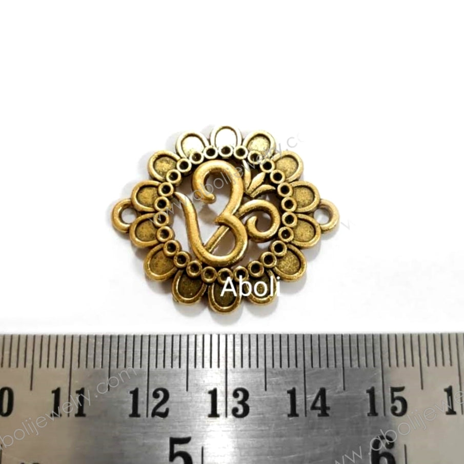 Golden Aum connector Charm Circular connector charm Om charm CHMG74