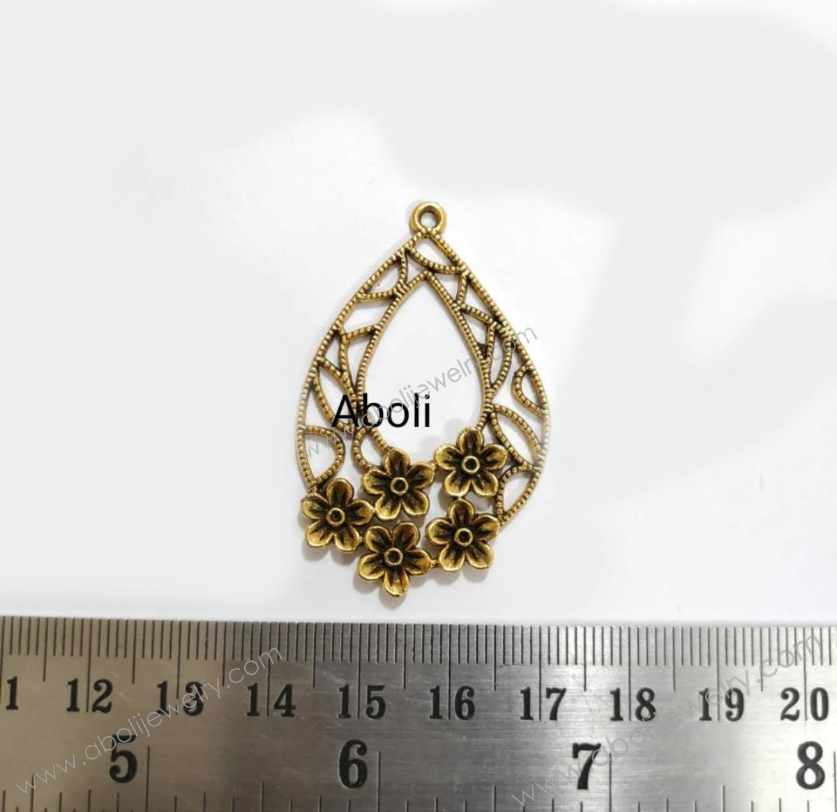 Golden filigree drop Charm with flowers resin earrings frame CHMG86