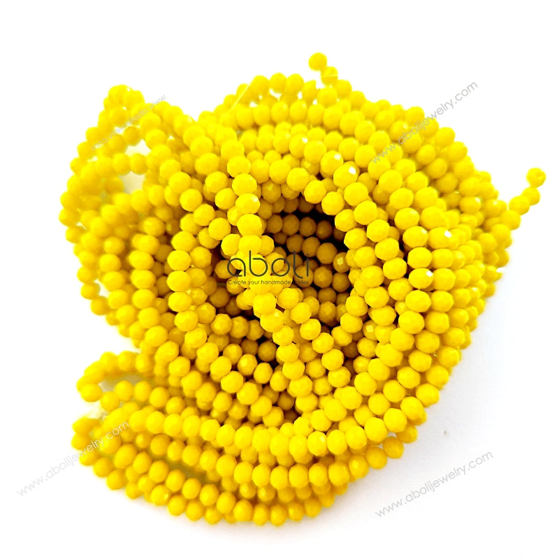 4 x 3 mm yellow rondelle beads crystal glass beads FGBR03