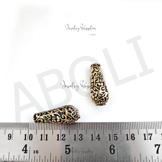 Antique golden Brass beads 27 x 12 mm premium raw brass Tibetan bead FBBS22 1 bead