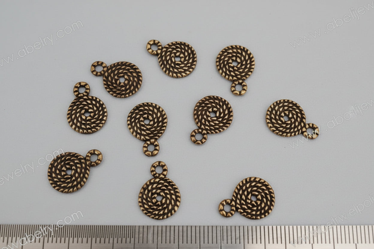 Antique golden spiral Charm flat round CHMS88 10 charms