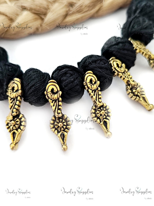 Antique golden Peacock Kolhapuri beads spacer beads for necklace GSKSB4 5 beads