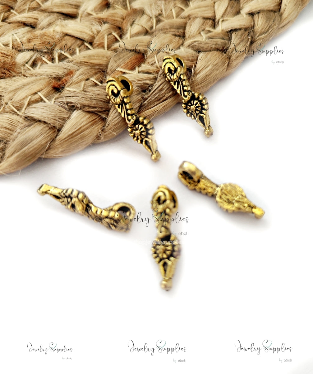 Antique golden Peacock Kolhapuri beads spacer beads for necklace GSKSB4 5 beads