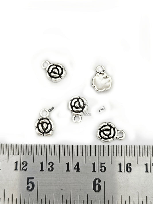 Silver Charms rose charm Silver rose flower charms CHMS113 5 charms