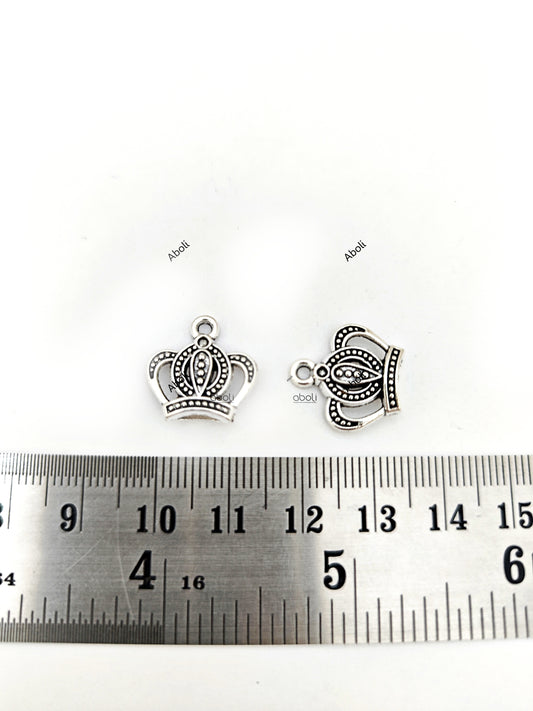 Silver crown charm king queen kingdom royal theme crown charm CHMS118 2 charms