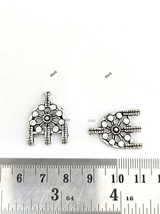 Silver three loops floral arch charm fabric earrings components CHMS123 1 charm