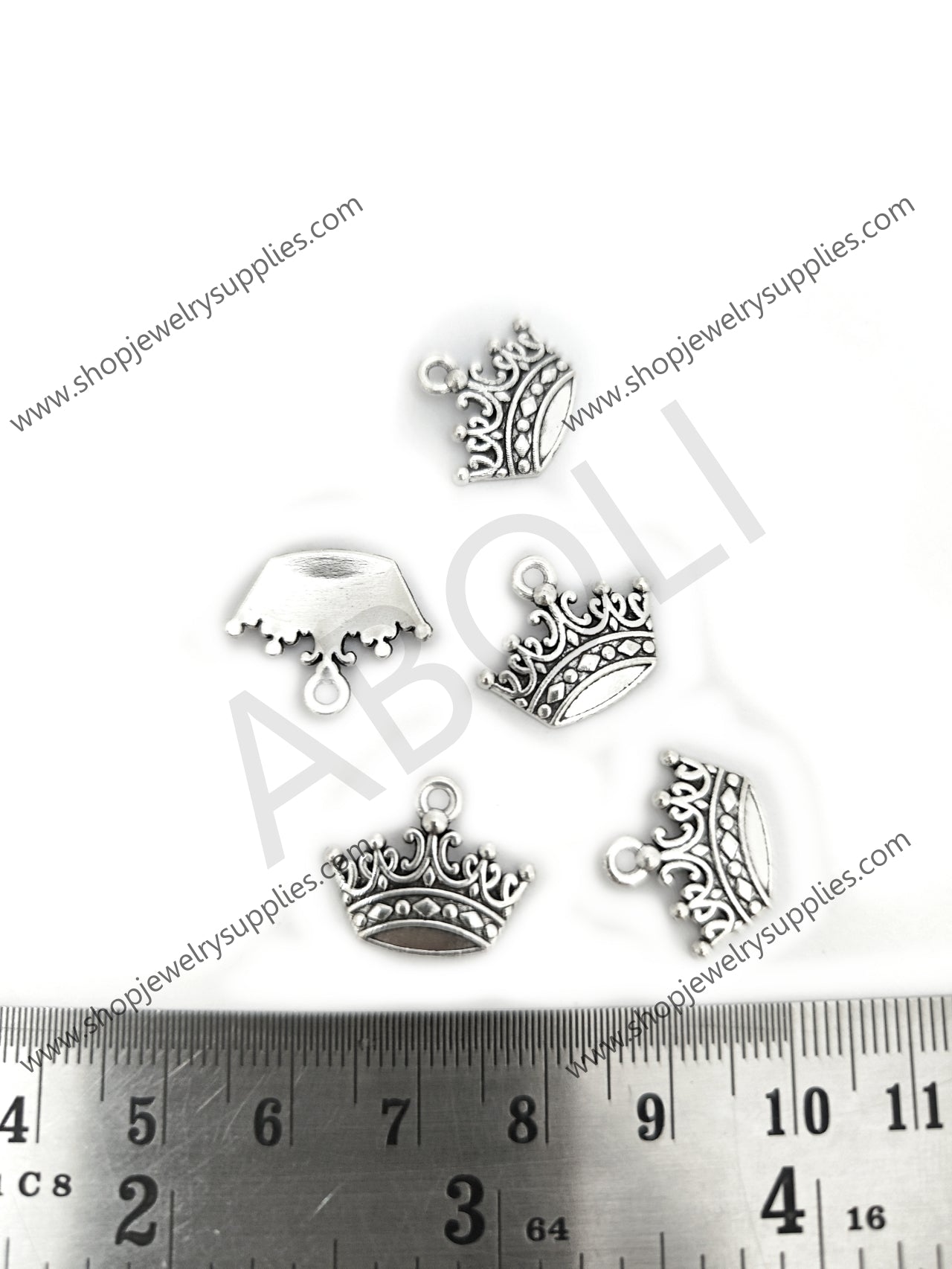 Silver queen crown charm king kingdom royal theme crown charmS CHMS125 5 charms