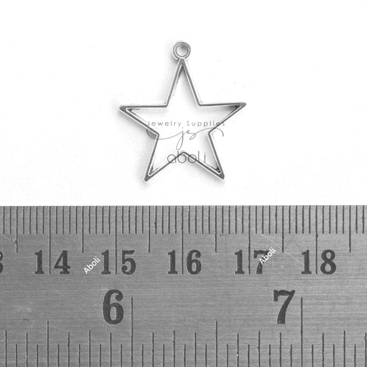 Silver star bezel charm star pendant charm CHMS154 1 charm