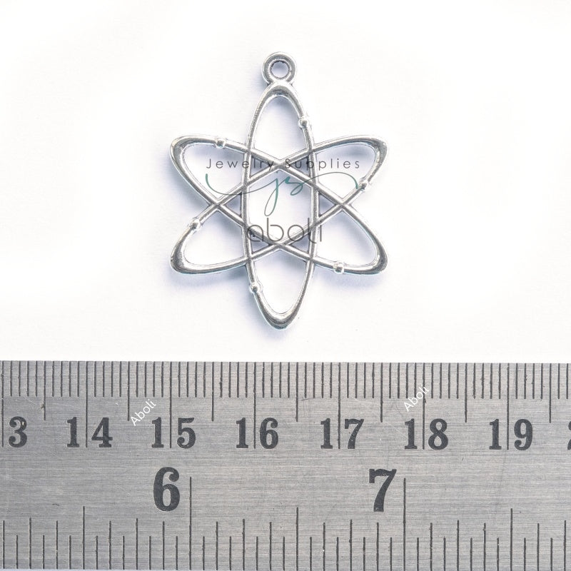 Silver atomic charm science galaxy planet chemistry theme CHMS155 1 charm