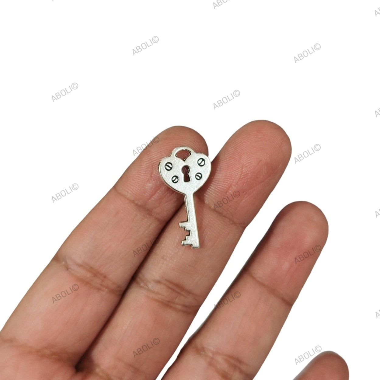 Silver key charm silver charm heart key luck theme charm CHMS163