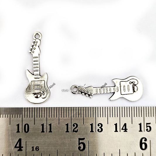 Silver guitar charm music theme guitar player charm CHMS92 2 charms