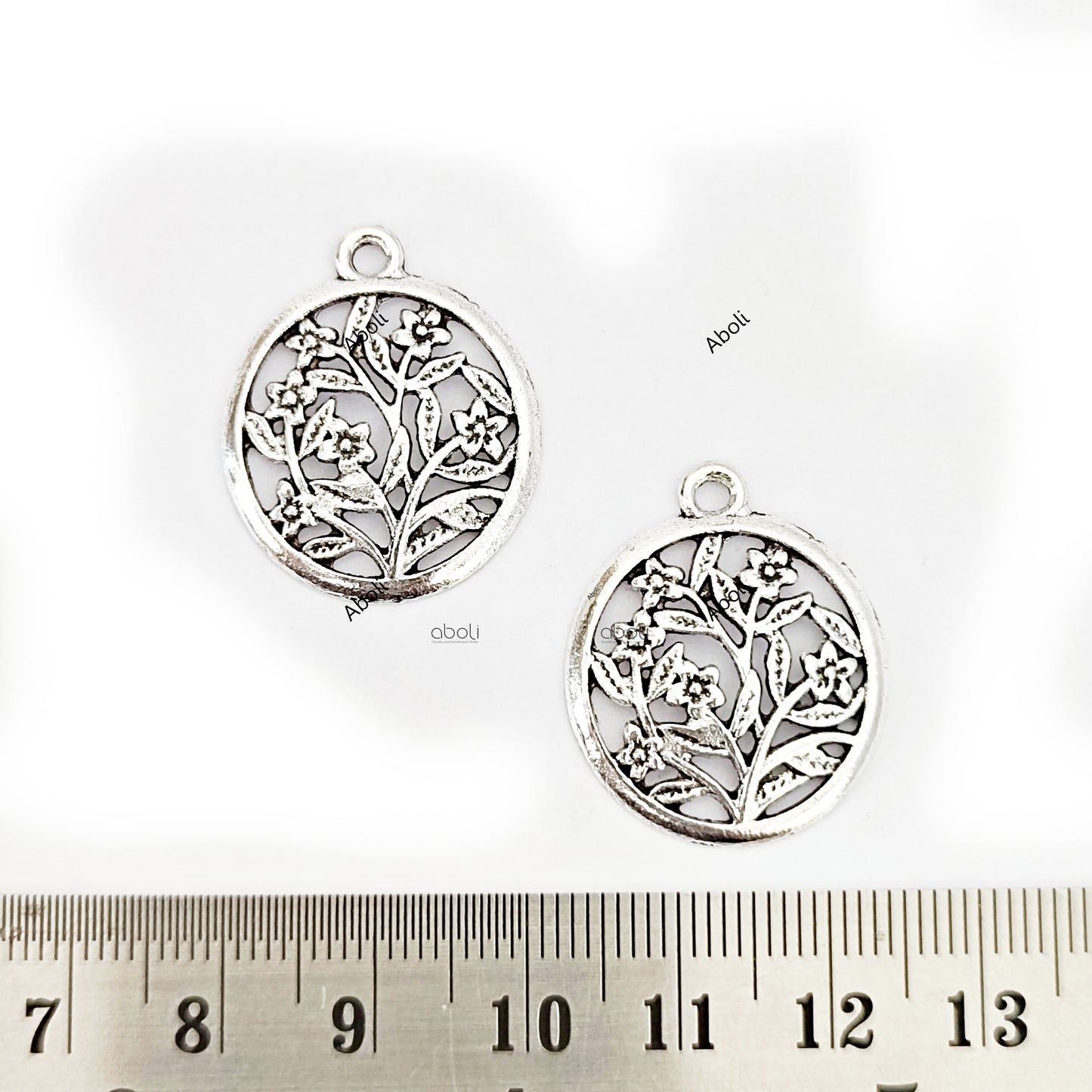 Silver filigree floral circle Charm frame CHMS96 1 charm