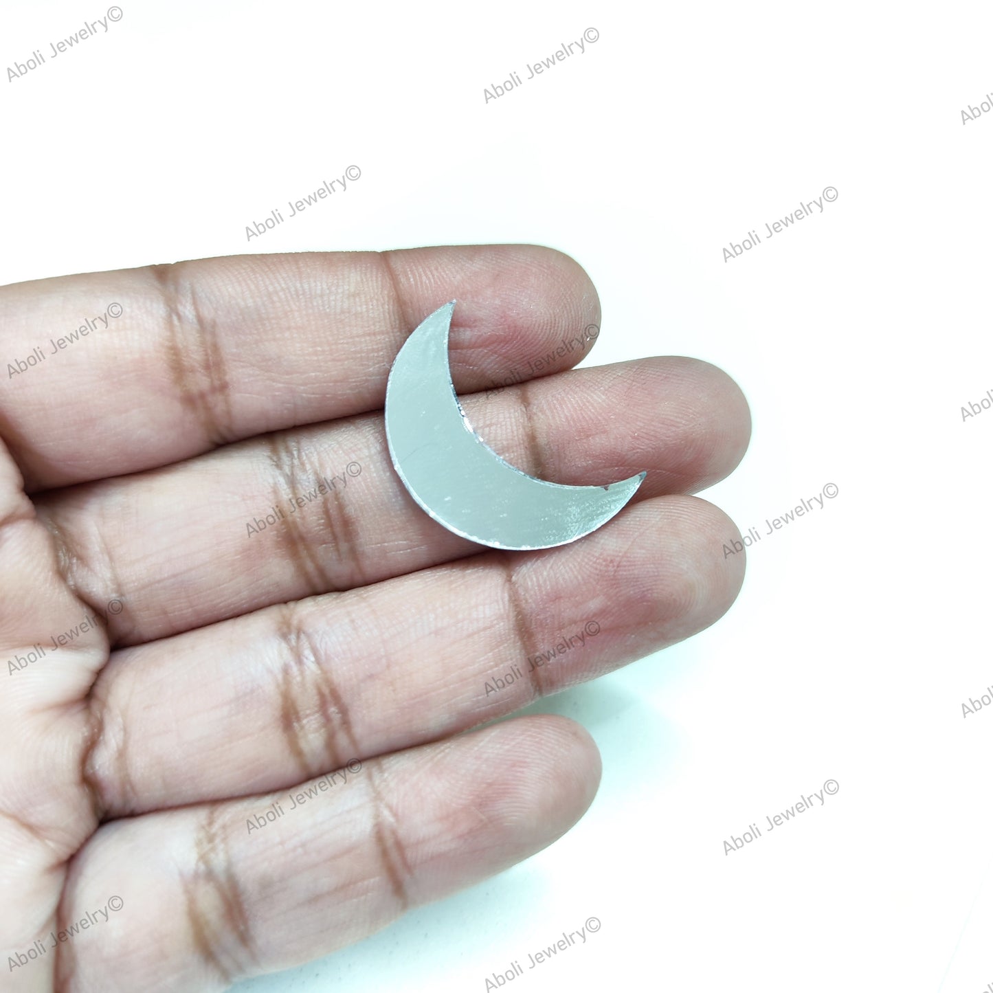 Crescent mirror for lippan work half moon shape 22 x10 mm shisha mud mirror work shisha mirror shapes