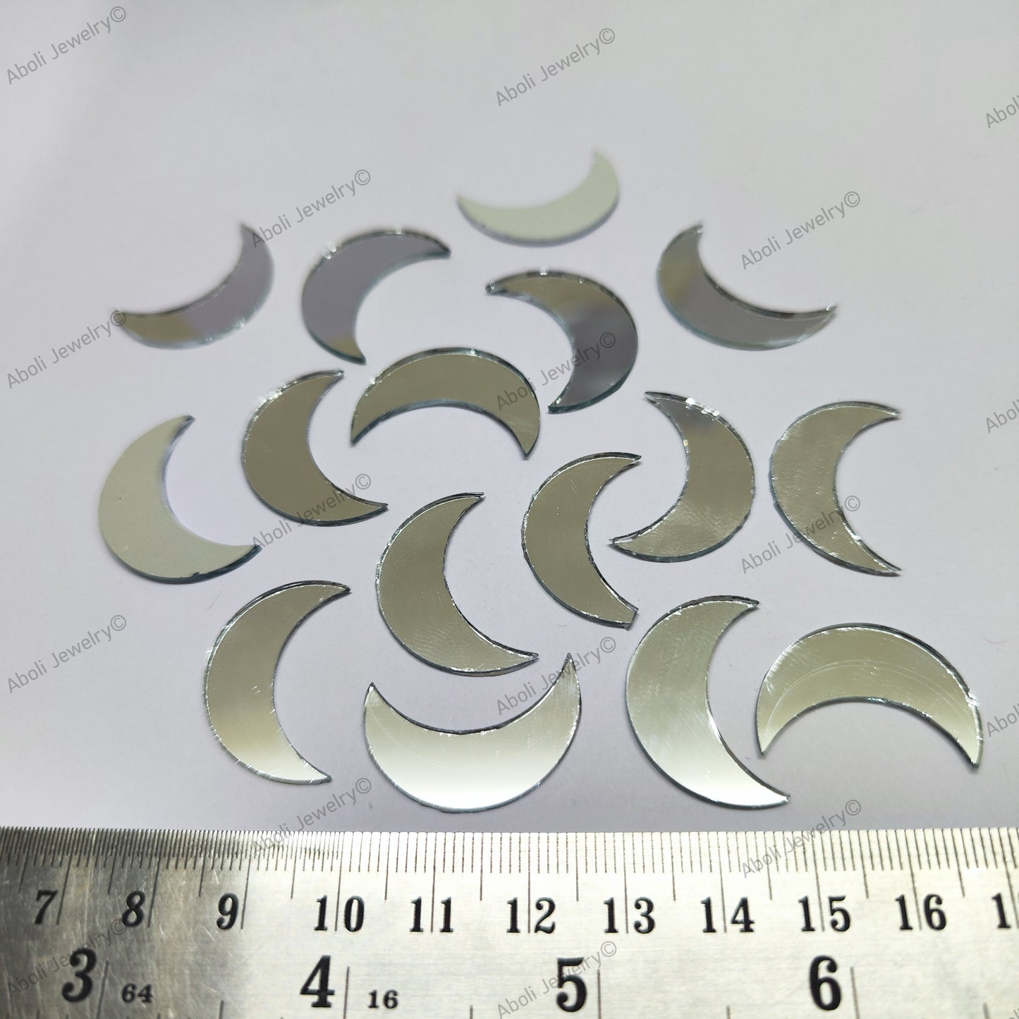 Crescent mirror for lippan work half moon shape 22 x10 mm shisha mud mirror work shisha mirror shapes