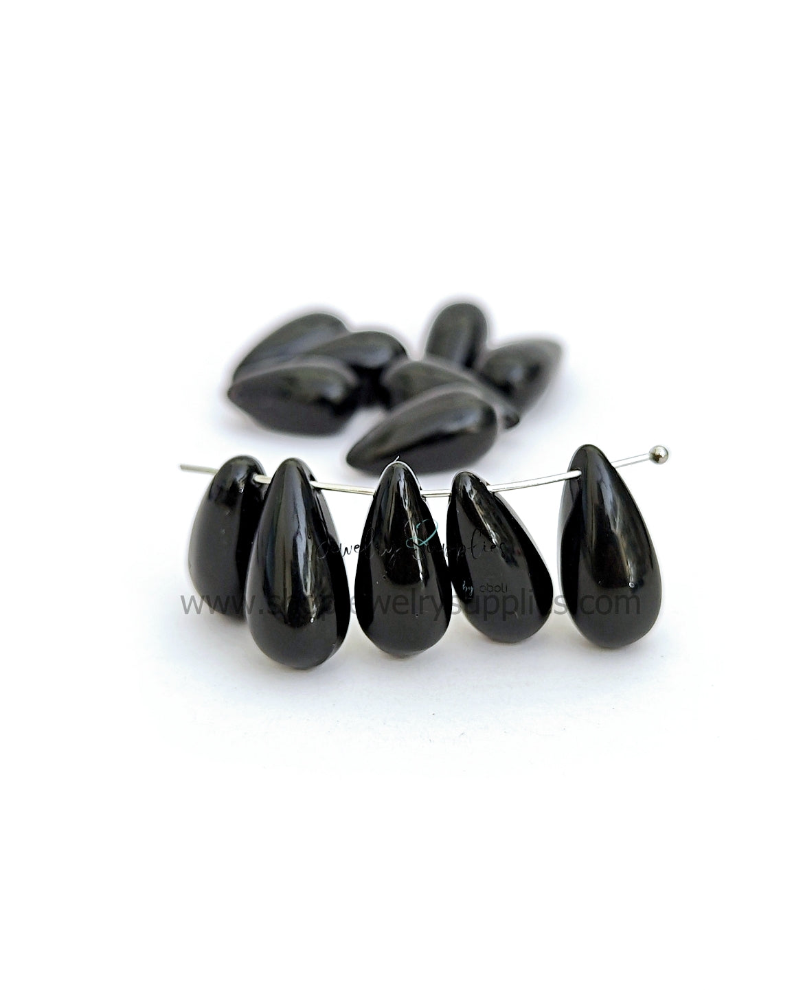 Drop glass beads Drop shaped beads DGBSD07 20 x 9 mm 2 beads