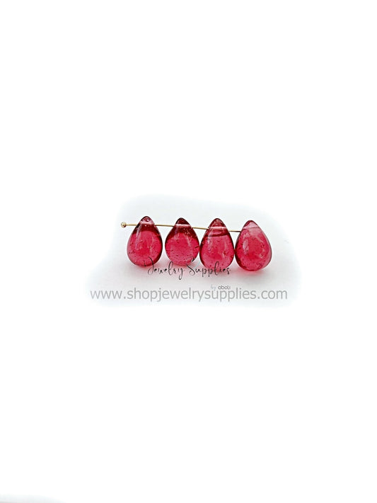 Magenta drop glass beads Drop shaped beads DGBSD21 , 18x12 mm 2 beads