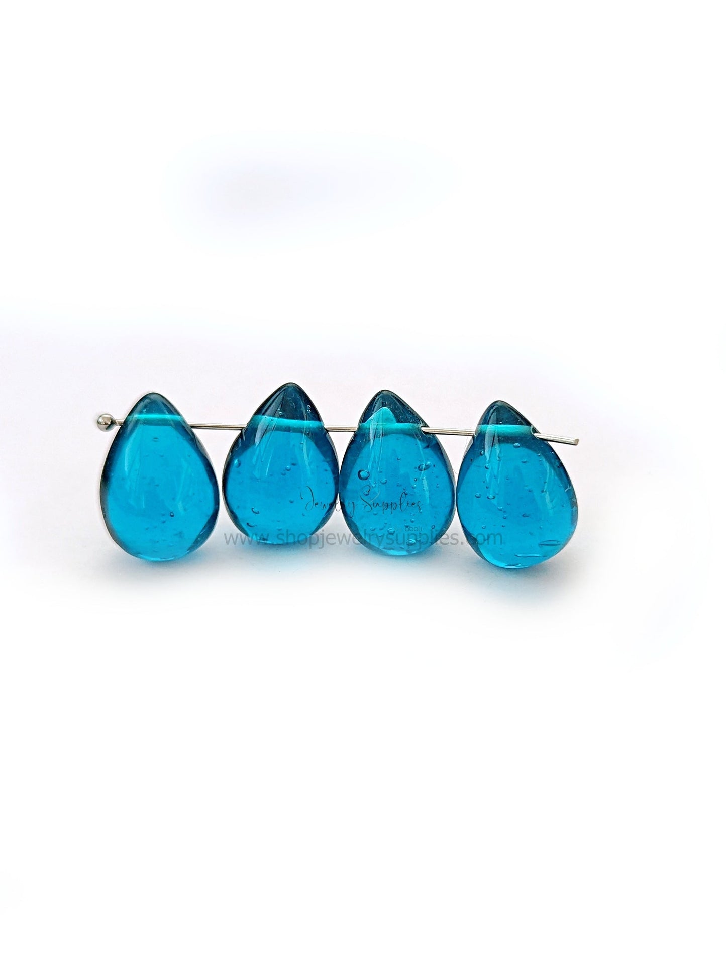 Blue Drop glass beads 18 x 12 mm Drop shaped blue beads DGBSD27 , 18 x 12 mm 2 beads