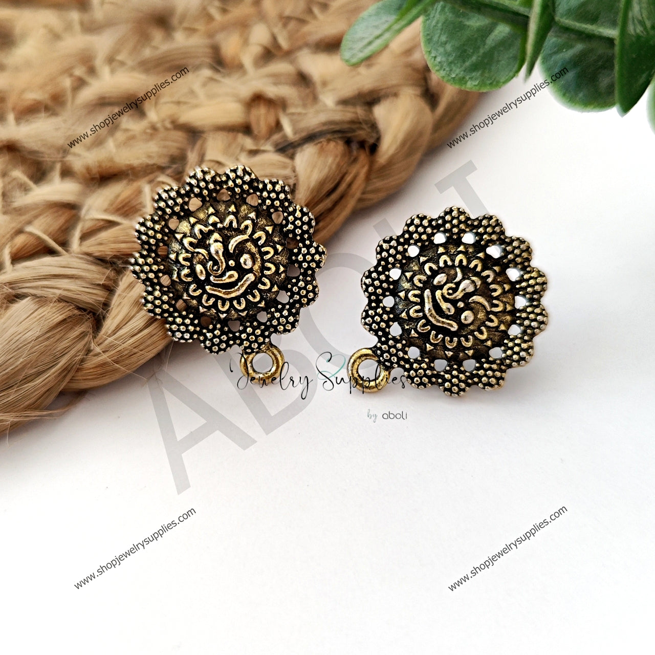 Golden stud earrings components metal earrings findings ESG100