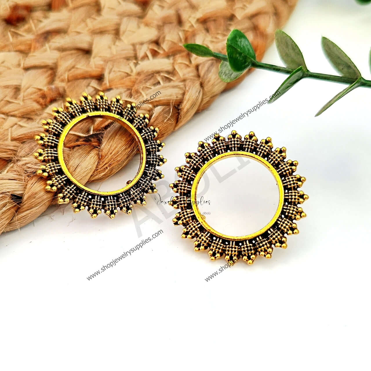 Golden stud earrings components metal earrings findings ESG83