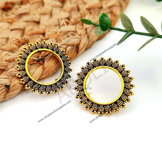 Golden stud earrings components metal earrings findings ESG83