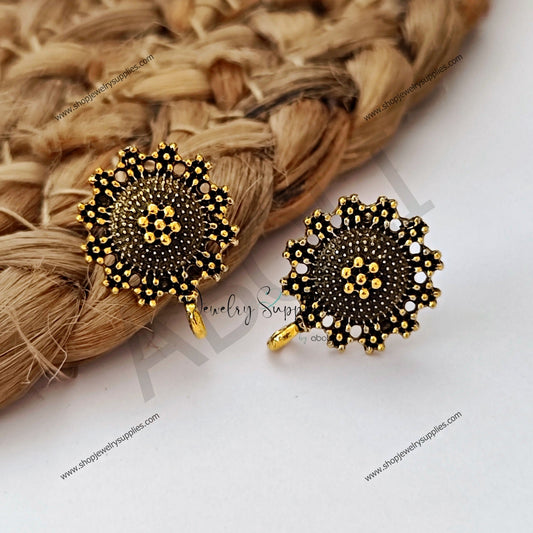 Golden stud earrings components metal earrings findings ESG95