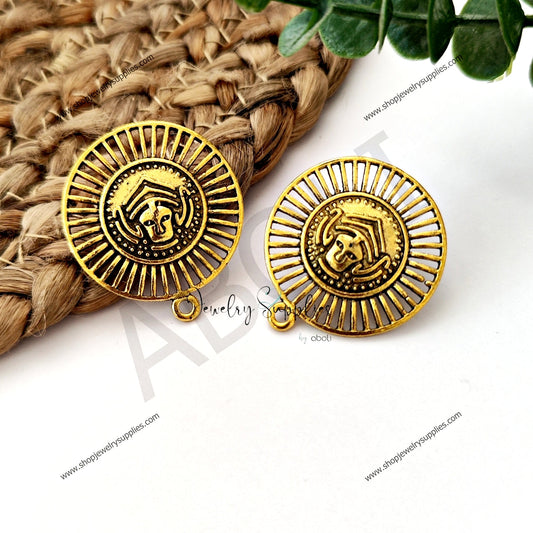 Golden stud earrings components metal earrings findings ESG97