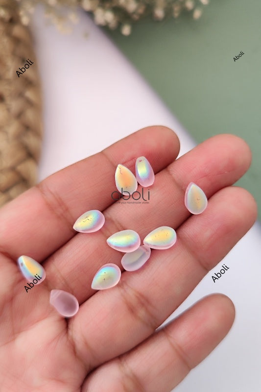 Briolette bead drop shaped glass beads flat drop beads FGBA10