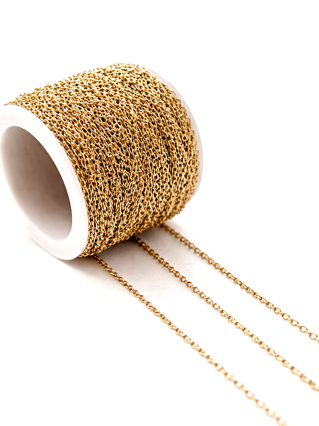 PVD Vacuum plated golden steel chain 304 stainless steel 18 k gold plated chain for anti tarnish jewellery making PVDSSGC20 1 meter