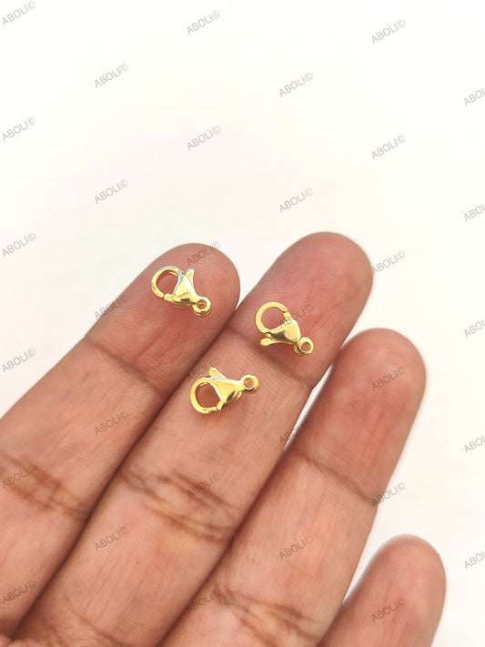 Golden Anti Tarnish Lobster Claw Clasps 24 k gold plated 304 Stainless Steel necklace bracelet closure SSLCCG9